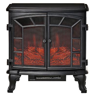 HOMCOM Freestanding Electric Fireplace Heater with LED Log Flames