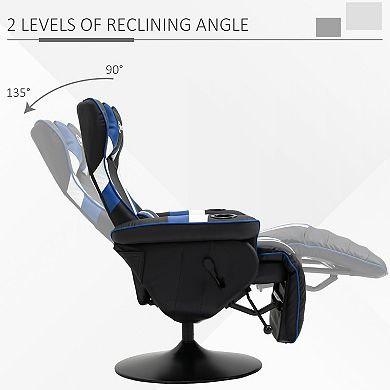 Vinsetto Gaming Chair Racing Style Computer Reclining Chair with Lumbar Support Footrest and Cup Holder Black/White/Blue