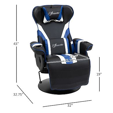 Vinsetto Gaming Chair Racing Style Computer Reclining Chair with Lumbar Support Footrest and Cup Holder Black/White/Blue