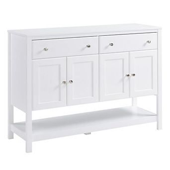 47" Modern Kitchen Sideboard Buffet Storage Cabinet W/ Adjustable Shelves, White