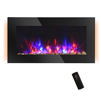 Recessed Fireplace Heater With Realistic Led Flames And Overheat Protection