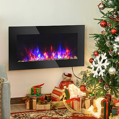 Recessed Fireplace Heater With Realistic Led Flames And Overheat Protection