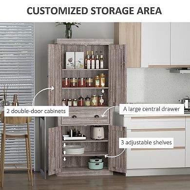 Homcom 72" Kitchen Pantry Cabinet With Drawer, 2 Cupboards