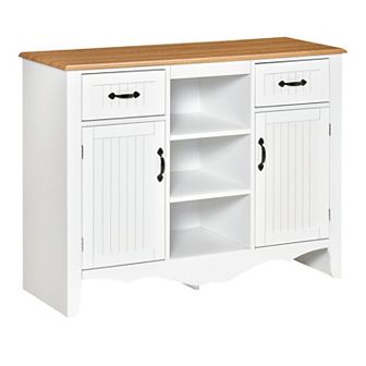 French Style Sideboard Storage Cabinet Serving Buffet Table W/ Drawers, White