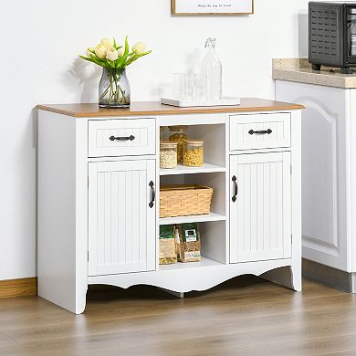 French Style Sideboard Storage Cabinet Serving Buffet Table W/ Drawers, White