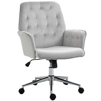 Modern Mid-back Home Office Computer Adjustable Chair W/ Padded Arms, Light Grey