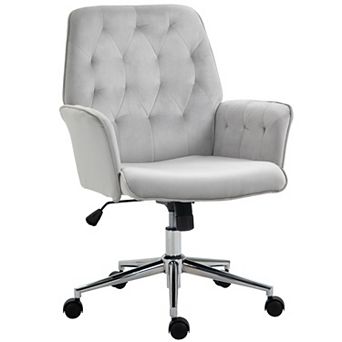 Modern Mid-back Home Office Computer Adjustable Chair W/ Padded Arms, Light Grey