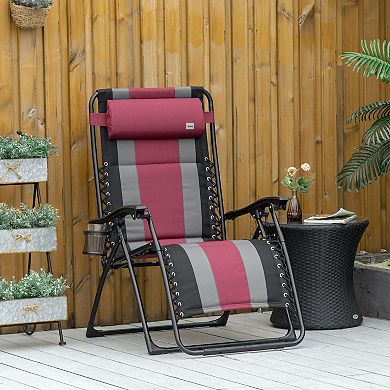 Outdoor Zero Gravity Lounger Chair Foldable Recliner W/ Pillow Cup Holder Green