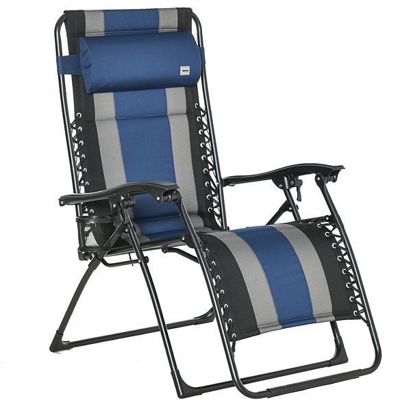 Outdoor Zero Gravity Lounger Chair Foldable Recliner W/ Pillow Cup