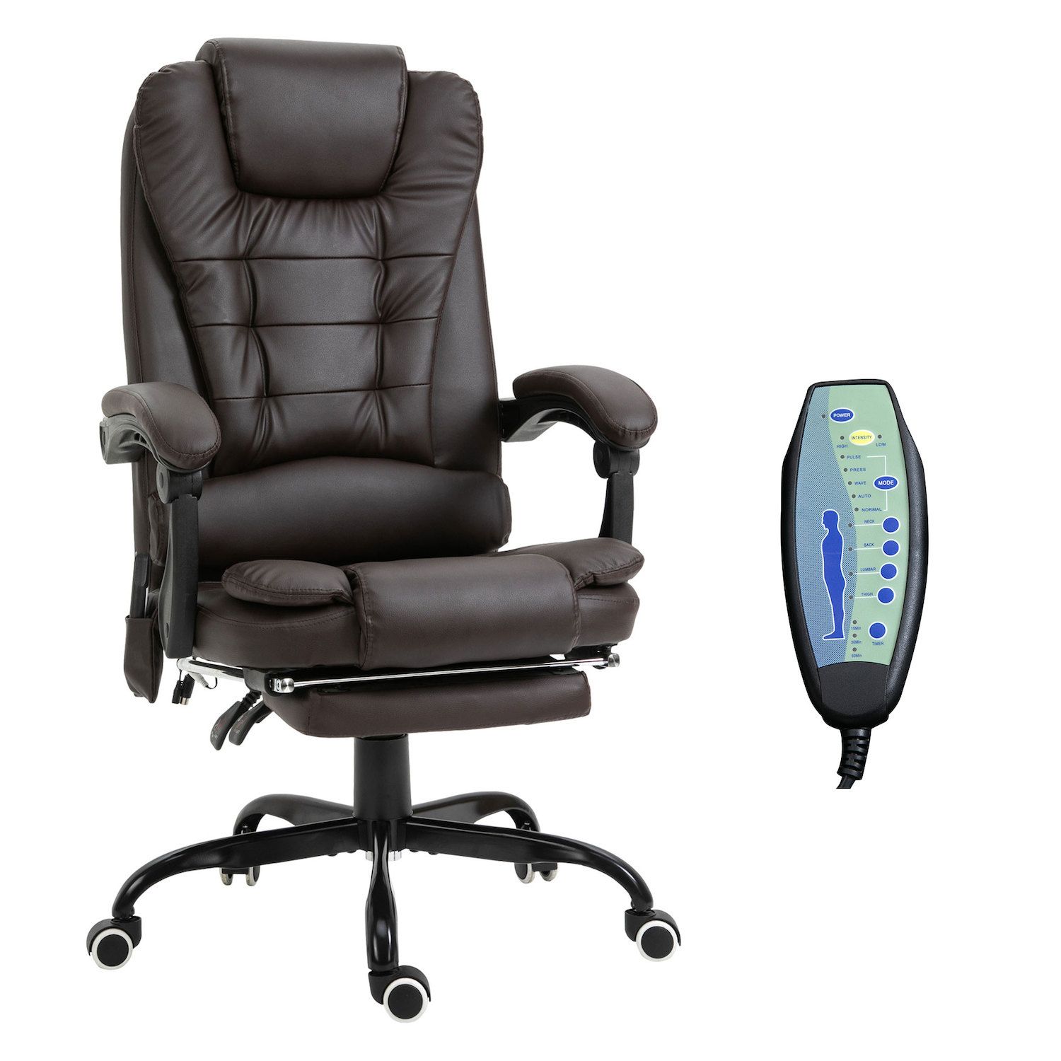 Vinsetto Microfibre Vibration Massage Office Chair, Heated Reclining Computer Chair with Footrest - Cream White