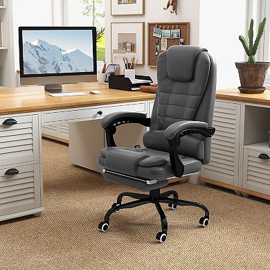 Pu Leather Massage Computer Chair W/ Padded Seat And Adjustable Height