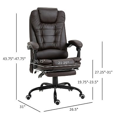 Pu Leather Massage Computer Chair W/ Padded Seat And Adjustable Height
