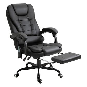 Pu Leather Massage Computer Chair W/ Padded Seat And Adjustable Height
