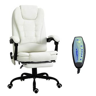 Pu Leather Massage Computer Chair W/ Padded Seat And Adjustable Height