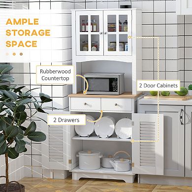 HOMCOM Coastal Kitchen Buffet and Hutch Wooden Cabinet for Dining Room