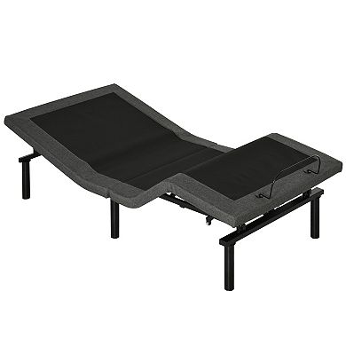 HOMCOM Twin Adjustable Bed Frame Ergonomic Zero Gravity Power Bed Base with Head and Foot Incline Memory and Wireless Remote Grey