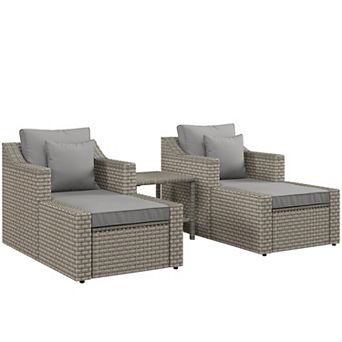 Outsunny 5 pc Patio Furniture Set, Chairs, Ottoman Table