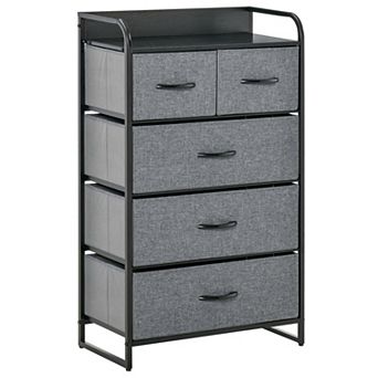 HOMCOM 5-Drawer Fabric Dresser Tower with Steel Frame for Hallway