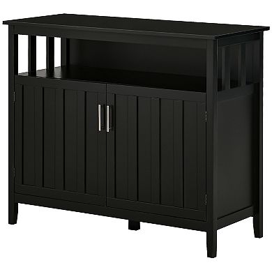 Modern Sideboard Server Cupboard Storage Cabinet W/ Adjustable Shelves, Black
