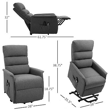 HOMCOM Power Lift Assist Recliner Chair for Elderly with Remote Control Linen Fabric Upholstery Brown