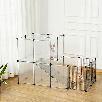 PawHut Pet Playpen DIY Small Animal Cage Portable Plastic Yard Fence for Rabbit Chinchilla Hedgehog Guinea Pig 14 x 18 in
