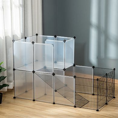 PawHut Pet Playpen DIY Small Animal Cage Portable Plastic Yard Fence for Rabbit Chinchilla Hedgehog Guinea Pig 14 x 18 in