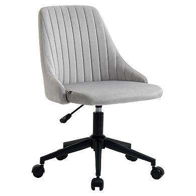 Mid-back Swivel Office Velvet Fabric Scallop Shape Computer Desk Chair, Grey