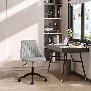 Mid-back Swivel Office Velvet Fabric Scallop Shape Computer Desk Chair, Grey