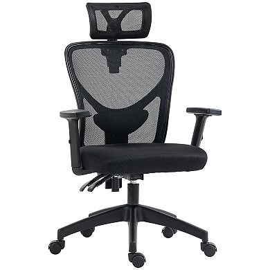 Vinsetto High Back Ergonomic Computer Home Office Chair Mesh Task Chair with Lumbar Back Support Reclining Function Adjustable Headrest Arms and Height Black