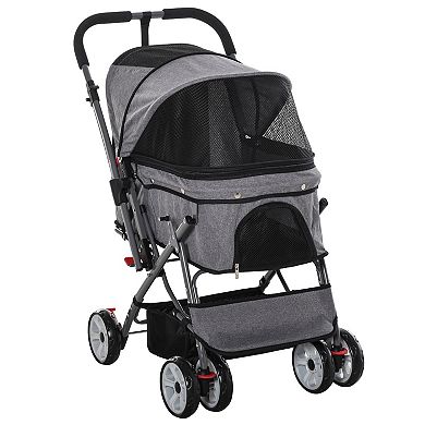 Small Travel Pet Stroller, Dogs & Cats, Easy Fold Jogger Pushchair Wheel Canopy