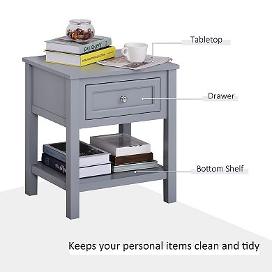Square Wooden Small Side Coffee Table W/open Bottom Shelf Space For Living Room