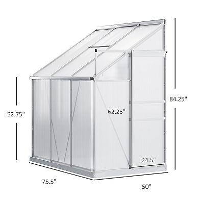 6' X 4' Walk-in Garden Polycarbonate Greenhouse Kit W/ Adjustable Vent, Clear