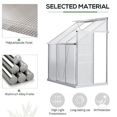 6' X 4' Walk-in Garden Polycarbonate Greenhouse Kit W/ Adjustable Vent, Clear