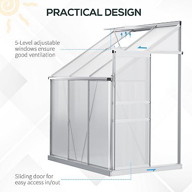 6' X 4' Walk-in Garden Polycarbonate Greenhouse Kit W/ Adjustable Vent, Clear