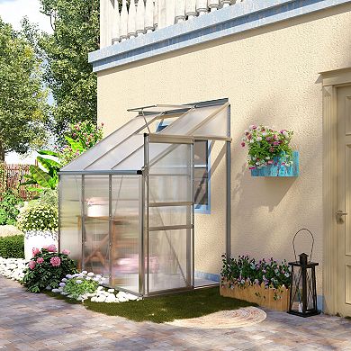 6' X 4' Walk-in Garden Polycarbonate Greenhouse Kit W/ Adjustable Vent, Clear