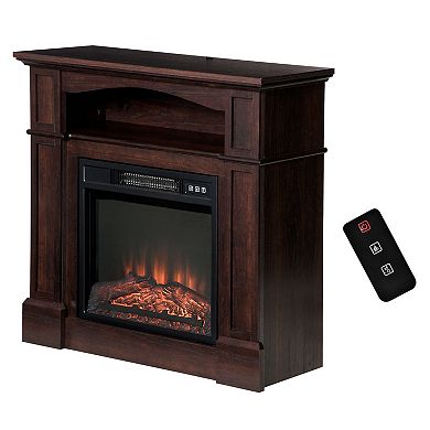 32" Electric Fireplace Mantel Tv Stand Log Space Heater W/ Shelf, 1400w, White