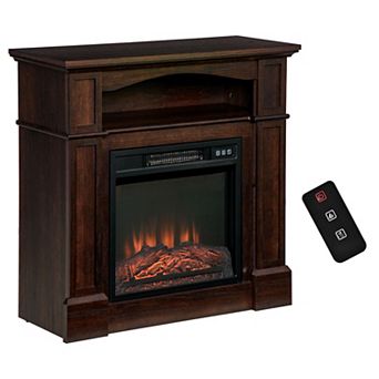 32" Electric Fireplace Mantel Tv Stand Log Space Heater W/ Shelf, 1400w, White