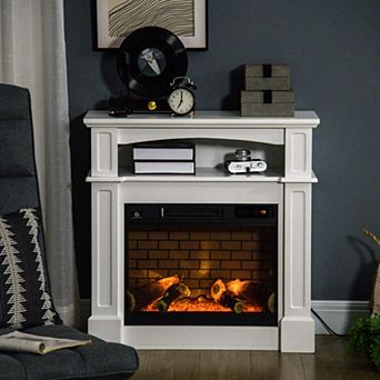 HOMCOM Electric Fireplace with Mantel, 1400W