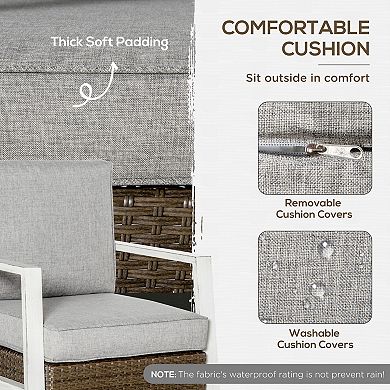 Outsunny 5 Piece Aluminum Patio Furniture Set, Sofa & Chairs, Tables, Gray