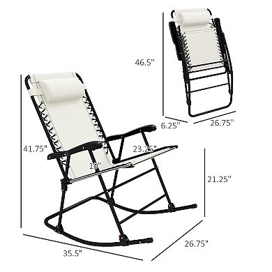 Outsunny Folding Outdoor Rocking Chair Set Of 2 W/ Headrests