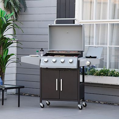 Outsunny 4 Burner Propane Gas Grill with Side Burner