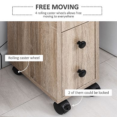 kleankin Small Design Bedroom Ample Storage Space Sleek Wheel,