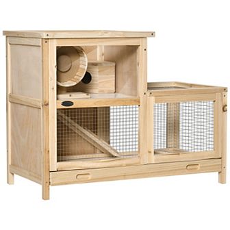 Large Hamster Cages And Habitats, Wooden Small Animal Cage W/ Seesaw, Tray