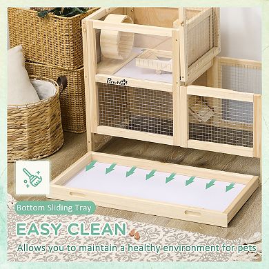 PawHut Extra Large Wooden Hamster Cage with Seesaw, Small Animal Habitat