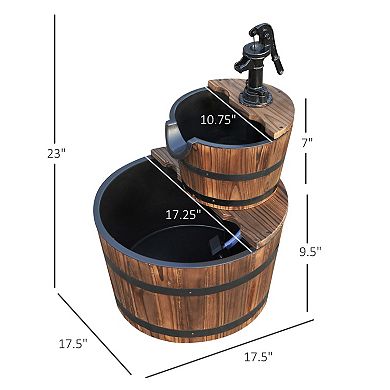 Outsunny Wood Freestanding Fountain, Electric Pump,