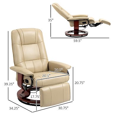 HOMCOM Faux Leather Manual Recliner with Swivel Wood Base