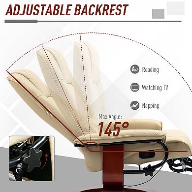 HOMCOM Faux Leather Manual Recliner with Swivel Wood Base