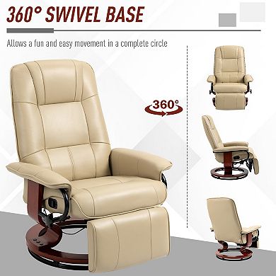 HOMCOM Faux Leather Manual Recliner with Swivel Wood Base