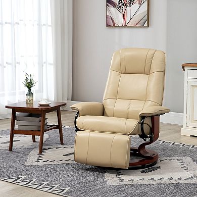 HOMCOM Faux Leather Manual Recliner with Swivel Wood Base
