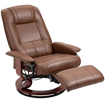 HOMCOM Faux Leather Manual Recliner with Swivel Wood Base,